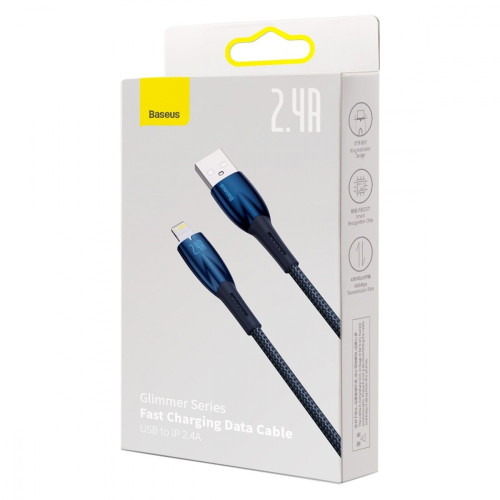 Кабель Baseus Glimmer Series Fast Charging USB-A – Lightning (2 м · 20W · 2.4A) (CADH000803) (Black)
