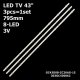 Прямая подсветка для телевизора Ergo 43″ 303GC430062 (3 планки по 795 мм, 8 LED, линза 17 мм, 3 В)