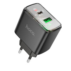 Сетевое зарядное устройство Hoco CS42A USB-A+USB-C (30W · 3A) (Black)