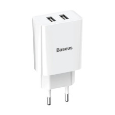 Сетевое зарядное устройство Baseus Speed Mini Dual U 2xUSB-A (10.5W · 2.1A) (CCFS-R02) (White)