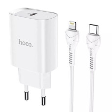 Мережевий зарядний пристрій Hoco N14 USB-C (20W · 3A) з кабелем Type-C – Lightning (White)