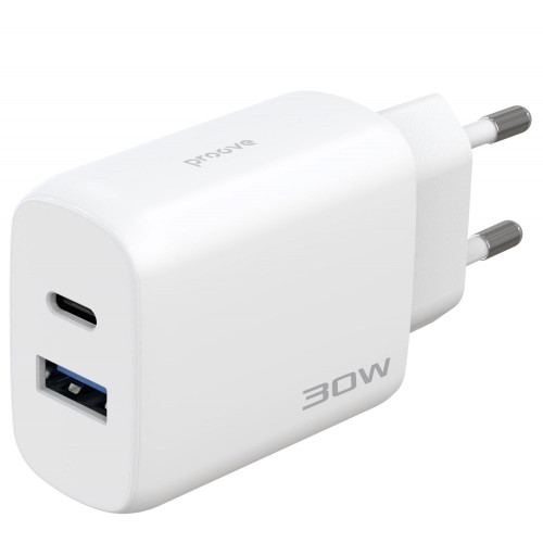 Сетевое зарядное устройство Proove Silicone Power 2 USB-C (30W) с кабелем Type-C – Type-C (White)
