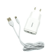 Сетевое зарядное устройство Remax RP-U22 2xUSB-A (12W · 2.4A) с кабелем USB-A – Lightning (White)