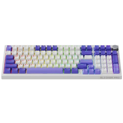 Клавіатура бездротова Proove Gaming Slicker Pro (Ukraine Layout) (White/Purple)