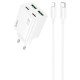 Сетевое зарядное устройство Hoco N55 2xUSBA+2xUSB-C (20W · 3A) с кабелем Type-C – Lightning (White)