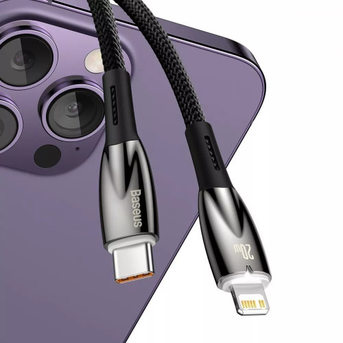 Кабель Baseus Glimmer Series Fast Charging Type-C – Lightning (1 м · 20W · 2.4A) (CADH000001) (Black)