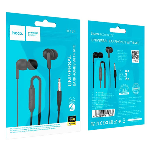 Наушники Hoco M124 3.5 мм с микрофоном (Black)