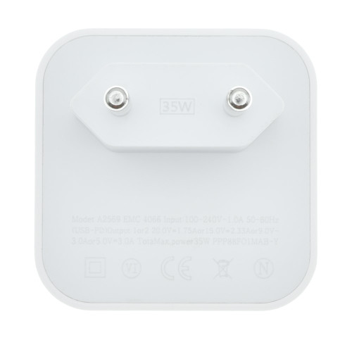 Сетевое зарядное устройство для iPhone 2xUSB-C (35W · 3A) (NO LOGO) (White)