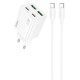 Сетевое зарядное устройство Hoco N55 2xUSBA+2xUSB-C (20W · 3A) с кабелем Type-C – Type-C (White)