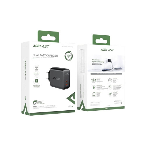 Сетевое зарядное устройство Acefast A9 2xUSB-C (40W · 3A) (Black)