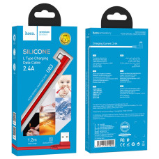 Кабель Hoco U83 Puissant Silicone USB-A – Lightning (1.2 м · 12W · 2.4A) (Red)