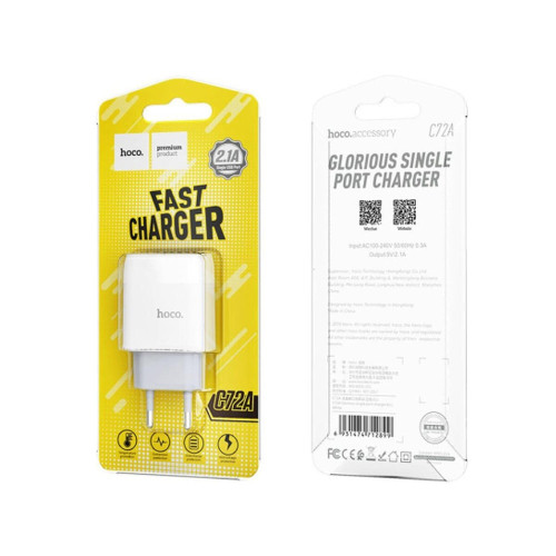 Сетевое зарядное устройство Hoco C72A USB-A (10.5W · 2.1A) (White)