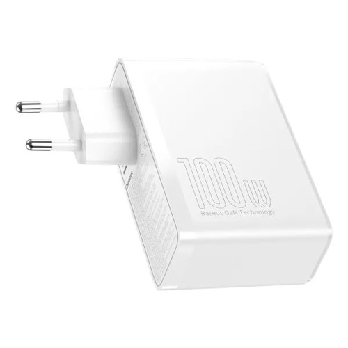 Сетевое зарядное устройство Baseus GaN5 Pro USB-A+2xUSB-C (140W · 5A) с кабелем Type-C – Type-C (CCGP100202) (White)