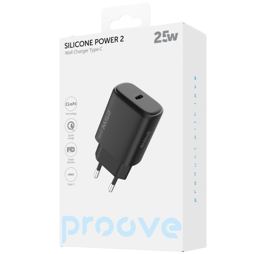 Сетевое зарядное устройство Proove Silicone Power 2 USB-C (25W · 3A) (White)