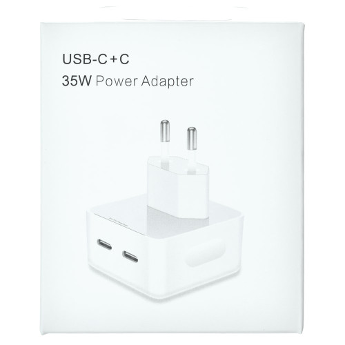 Сетевое зарядное устройство для iPhone 2xUSB-C (35W · 3A) (NO LOGO) (White)