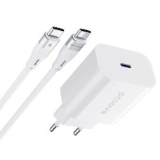 Сетевое зарядное устройство Proove Rapid USB-C (30W · 3A) с кабелем Type-C – Type-C (White)