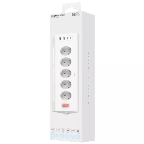 Сетевой фильтр Proove Prism Socket на 5 розеток (2xUSB-A+2xUSB-C · 1.6 м) (White)