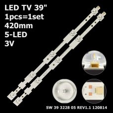Пряма підсвітка для телевізора Elenberg 39″ E39Q2510A (1 планка 420 мм, 5 LED, лінза 15,5 мм, 3 В)