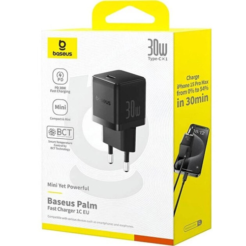 Сетевое зарядное устройство Baseus Palm Fast Charger USB-C (30W · 3A) (P10111605113-00) (Black)