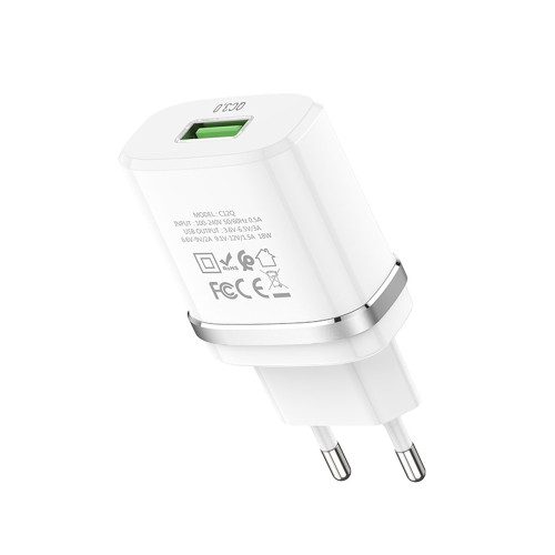 Сетевое зарядное устройство Hoco C12Q USB-A (18W · 3A) (White)