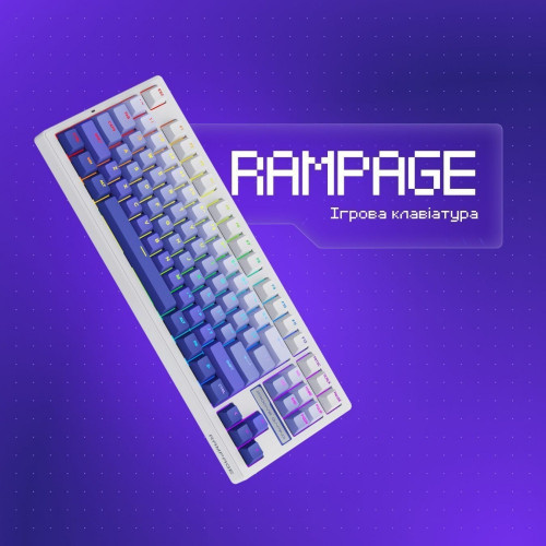 Клавіатура бездротова Proove Gaming Rampage (Ukraine Layout) (Black/Purple)