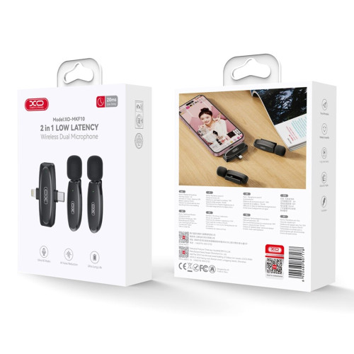 Беспроводной петличный микрофон XO MKF010 Twin Type-C + Lightning (Black)