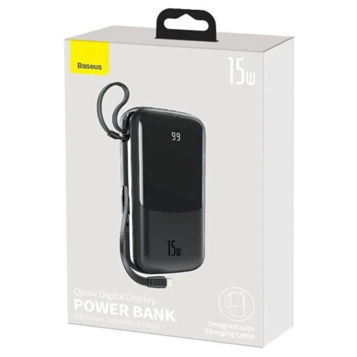 Повербанк Baseus QPow Digital Display с кабелем Lightning-C 3A (20000 mAh) (Black)