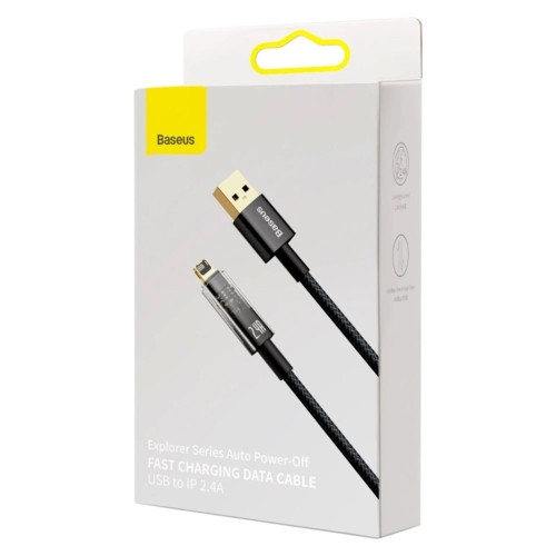 Кабель Baseus Explorer Series Auto Power-Off USB-A – Lightning (1 м · 12W · 2.4A) (CATS000401) (Black)