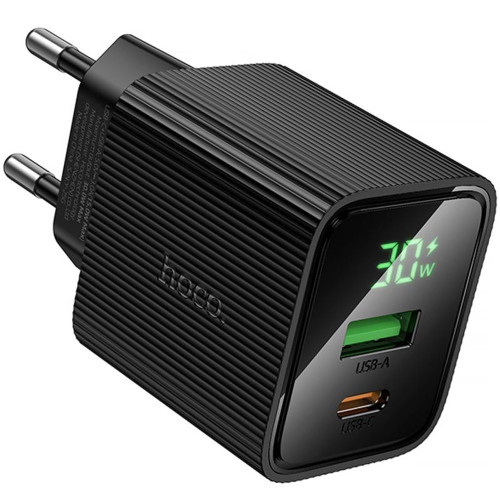 Сетевое зарядное устройство Hoco CS84A USB-A+USB-C (30W · 3A) (Black)