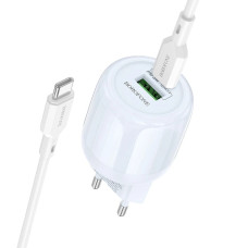Сетевое зарядное устройство Borofone BA93A USB-A+USB-C (20W · 3A) с кабелем Type-C – Type-C (Blue)