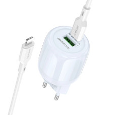 Сетевое зарядное устройство Borofone BA93A USB-A+USB-C (20W · 3A) с кабелем Type-C – Lightning (Blue)