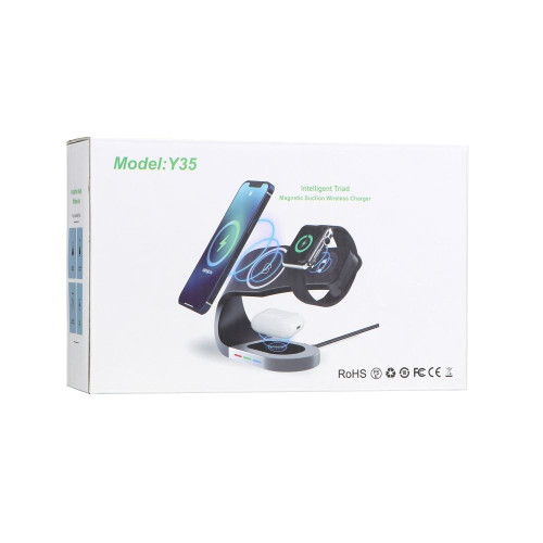 Беспроводное зарядное устройство для Apple Y35 3в1 (15W) (Black)