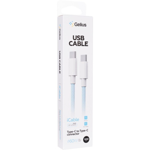 Кабель Gelius iCable Type-C to Type-C 60W 1.2м (GP-UCN010) light blue