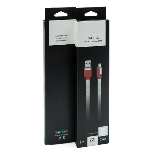 Кабель іЗі MD-12 USB-A – Micro-USB (2 м · 2.4A) (White)