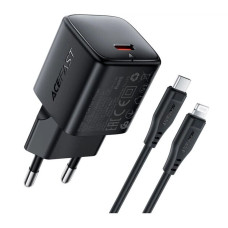 Сетевое зарядное устройство Acefast A118 USB-C (30W · 3A) с кабелем Type-C – Lightning (Black)