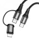 Кабель Hoco X50 2-в-1 Type-C – Type-C to Type-C to Lightning (1 м · 60W · 3A) (Black)