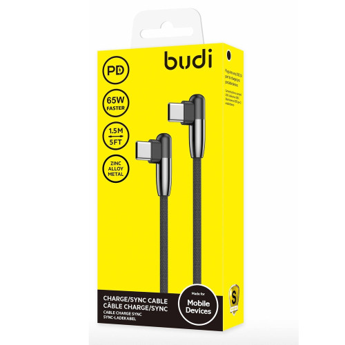 Кабель Budi DC199TT Type-C – Type-C (1.5 м · 65W · 5A) (Black)