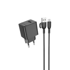 Сетевое зарядное устройство Borofone BAS11A USB-A (10.5W · 2.1A) с кабелем USB-A – Micro-USB (Black)
