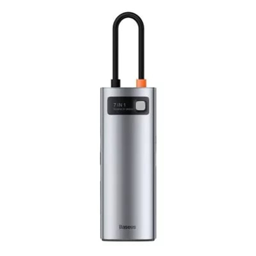 USB-хаб Baseus Metal Gleam Series 7в1 Type-C (2xUSB 3.0 · HDMI 4K · Type-C · Type-C PD · microSD · SD) (Gray)