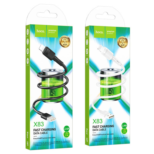 Кабель Hoco X83 USB-A – Lightning (1 м · 12W · 2.4A) (White)