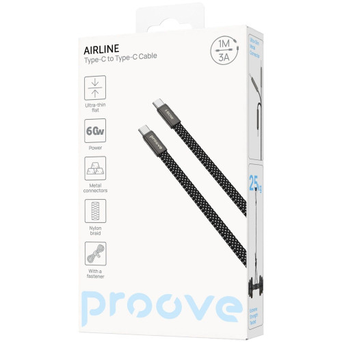 Кабель Proove AirLine Type-C – Type-C (1 м · 60W · 3A) (Black)