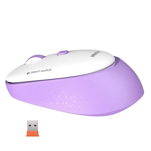Мишка бездротова MeeTion R571 (1600 DPI) (White/Purple)