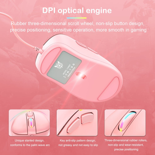 Мышка проводная игровая Onikuma CW907 (Pink)