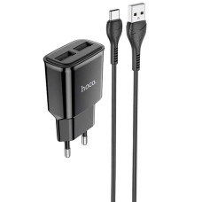 Сетевое зарядное устройство Hoco C88A 2xUSB-A (12W · 2.4A) с кабелем USB-A – Type-C (Black)