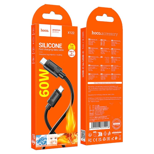 Кабель Hoco X122 Type-C – Type-C (1 м · 60W · 3A) (Black)