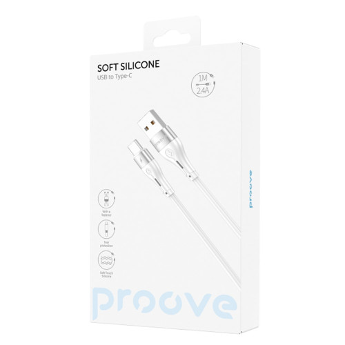 Кабель Proove Soft Silicone USB-A – Type-C (1 м · 12W · 2.4A) (White)