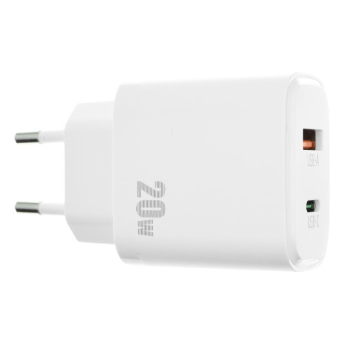 Сетевое зарядное устройство FLYCDI FA-006 USB-A+USB-C (20W · 3A) с кабелем USB-A – Lightning (White)