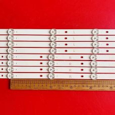 Прямая подсветка для телевизора 50″ JS-D-JP50DM-102ED00804 (4 планки по 988 мм, 10 LED, линза 15,5 мм, 6 В)