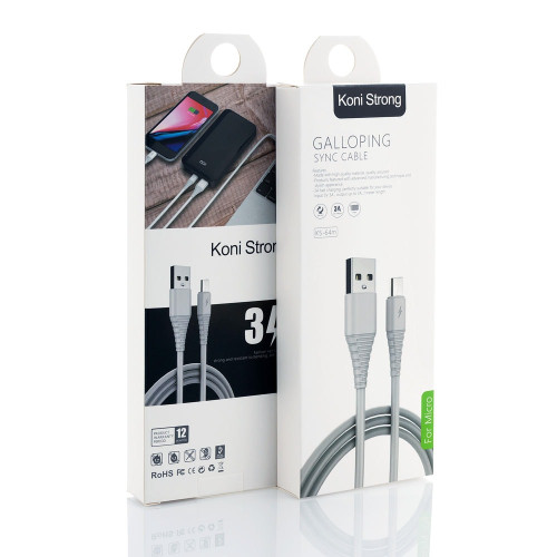 Кабель Koni Strong KS-64m USB-A – Micro-USB (1 м · 15W · 3A) (White)