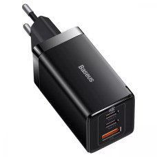 Сетевое зарядное устройство Baseus GaN5 Pro USB-A+2xUSB-C (65W · 3A) с кабелем Type-C – Type-C 100W 5A (CCGP120201) (Black)